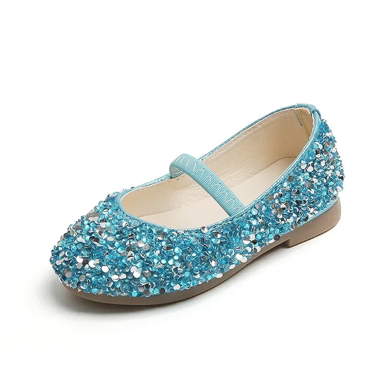 Bling Sequins Girls Shoes Spring Autumn Kids Princess Shoe For Girl Party Wedding Girls Oxfords PU Leather Shoes Pink, Blue 5