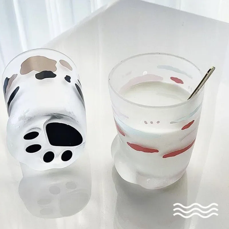 Double Wall Glass Cup Cat&rsquo;s Claw Cup Cute Glass Couple Creative Cat&rsquo;s Foot Cup Household Water Ins Casual Breakfast Glass