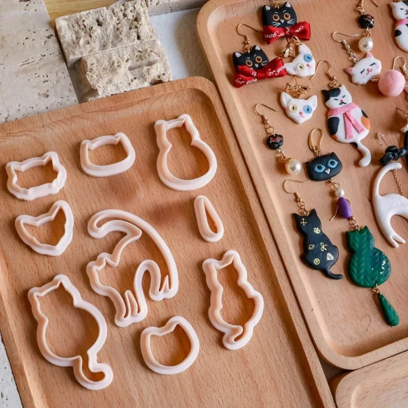 Polymer Clay Cutters Cartoon Cat Shaped Cute Kitten Eaglet Earring Dangle Clay Cutting Die DIY Jewelry Pendant Making Tools