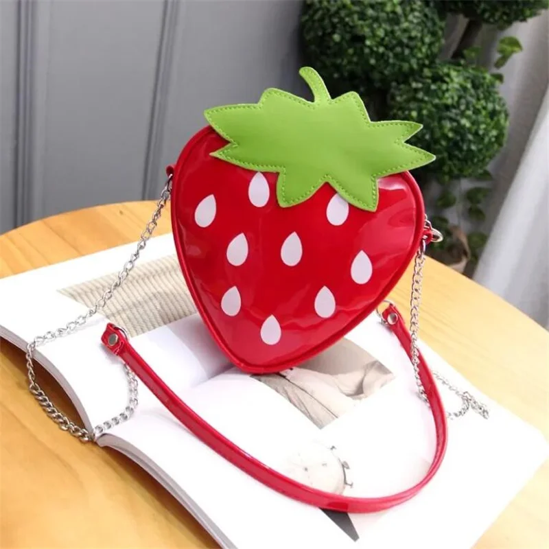 

Cute Girl Messenger Bag Children's Small Bag Baby Backpack Cartoon Strawberry Diagonal Shoulder Bag Student Mini Crossbody