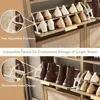 Large Rattan Shoe Storage Cabinet with 4 Flip Drawers & 2 Open Storages – Hidden Slim Shoe Organizer for Entryway, Large Tableto 4