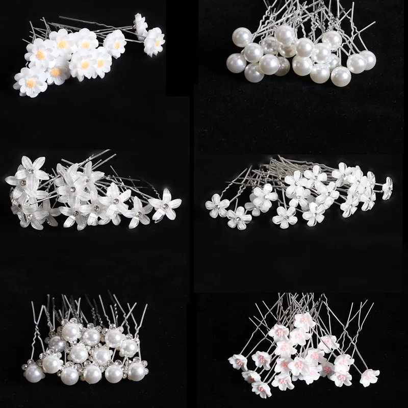 20PCS Wedding Bridal Pearl Hair Pins Flower Crystal hairpin Hair Clips Bridesmaid Jewelry Accessories Bridal Headpiece Wholesale