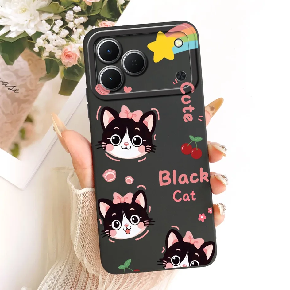Cute Cartoon Cat Painted Soft Silicone Phone Case Cover