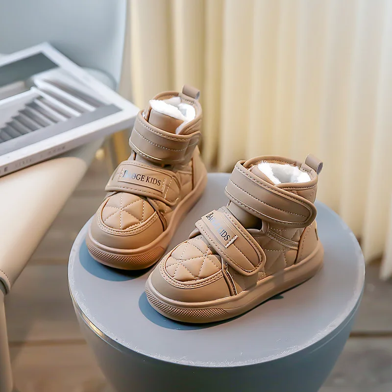 Warm Cotton Winter Boots for Kids Black School Boots