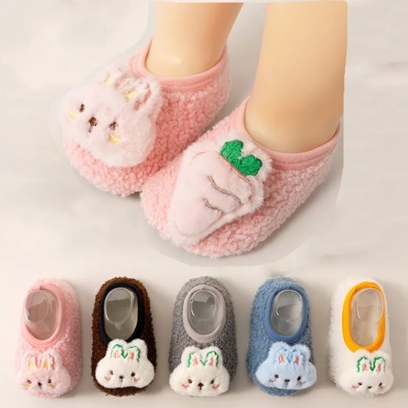 Baby Slippers Warm Plush Autumn Winter Toddler Floor Sock Shoes Boy Girl Children Soft Anti-slip Walking Shoes Indoor Kids