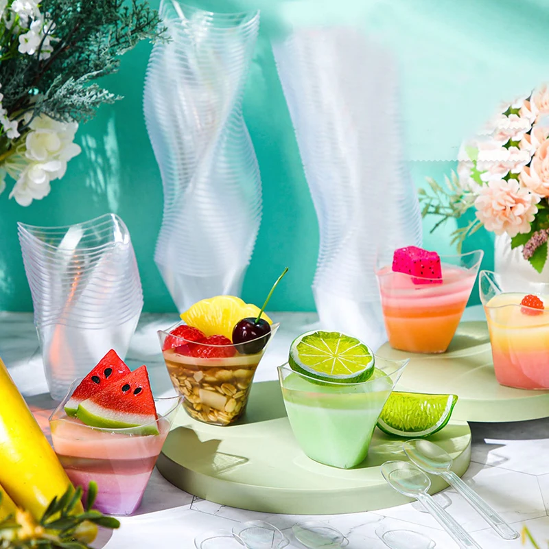 10Pcs 100ML Disposable Plastic Dessert Cups for Birthday Christmas Wedding Party
