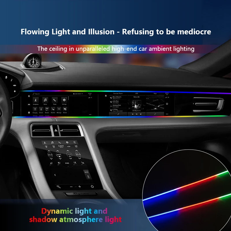 

Car Ambient Lights LED Interior RGB Symphony Atmosphere Lamp USB APP Control Remote for Universal Dynamic luxury Car Lamp