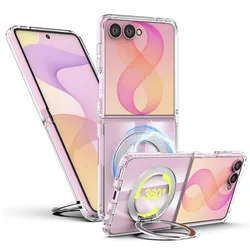 Luxury Kickstand Holder with Magnetic Wireless Charging - Galaxy Z Flip5 (Clear)