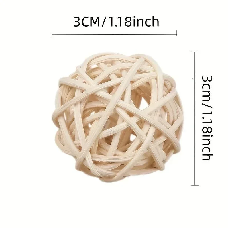 Bird Toy 10Pcs Multicolor Rattan Ball for Parrot Budgies Hamsters Bunny