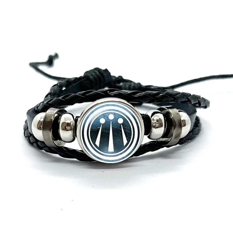 New Fashion Awen Symbol Icons Round Photos Snap Button Bracelets Men Black Leather Wrap Bracelet Handmade Jewelry Gift 5