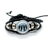 New Fashion Awen Symbol Icons Round Photos Snap Button Bracelets Men Black Leather Wrap Bracelet Handmade Jewelry Gift 5
