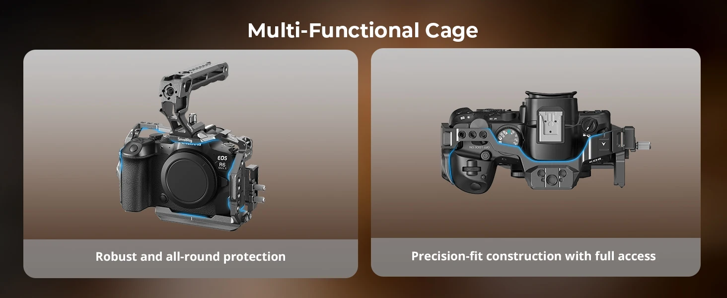 R6 Mark II Camera Cage Kit for Canon EOS R6 Mark II with Top Handle Cable Clamp