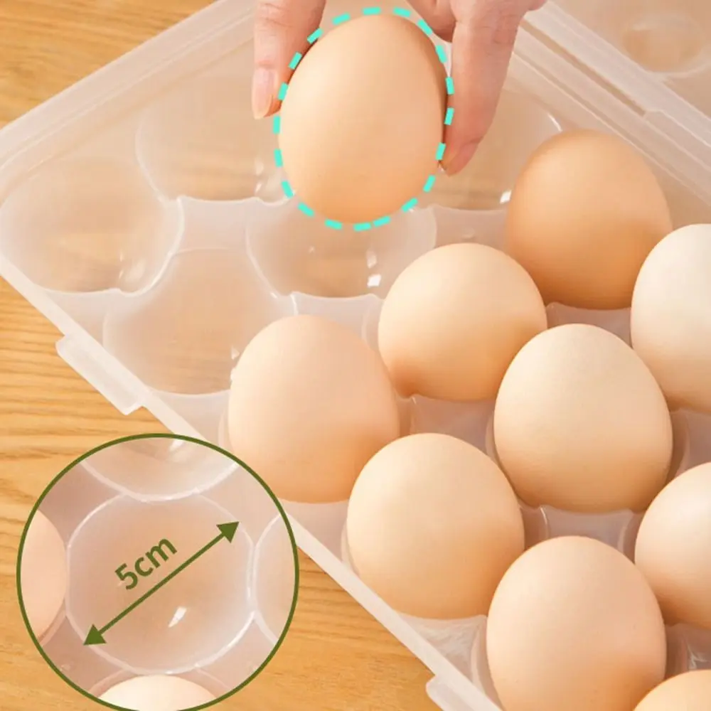 Description Picture 3 of itemPlastic 12/18 Grids Egg Tray Transparent Anti-collision Egg Storage Box Snap-on Stackable Fridge Egg Organizer for Home