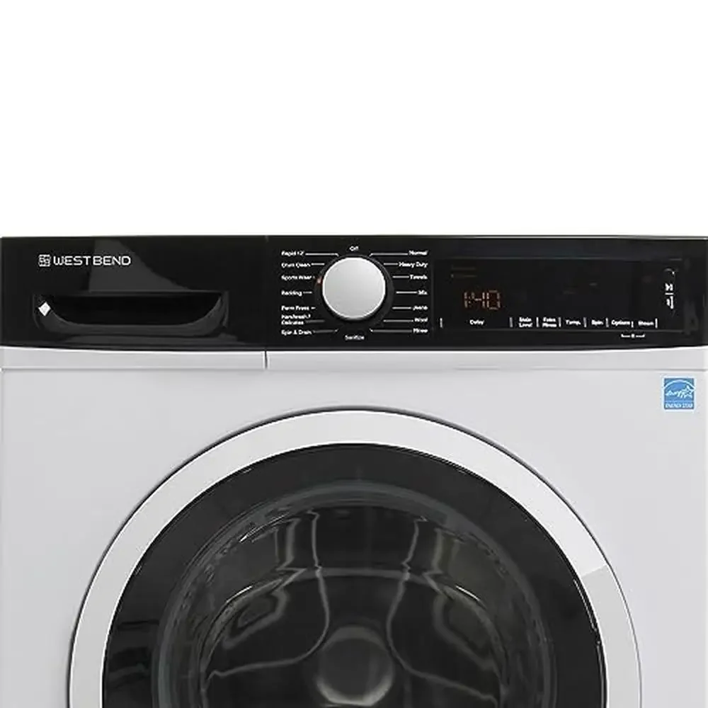 Compact Front Load Washer 2.2-Cu.Ft 15 Cycles LED Display White Space-Saving Design Easy-to-Use 3