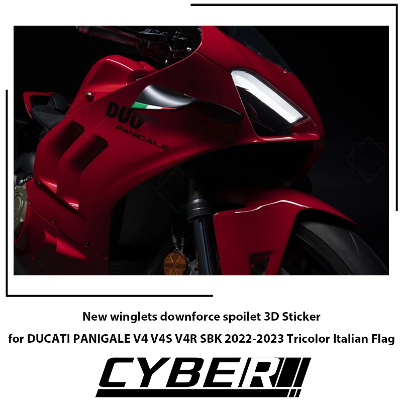 

New winglets downforce spoilet 3D Sticker for DUCATI PANIGALE V4 V4S V4R SBK 2022-2023 Tricolor Italian Flag
