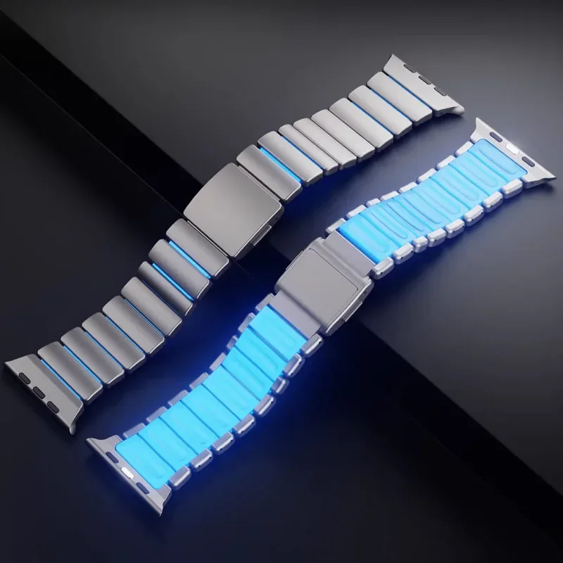 Luxury Titanium Silicone Magnetic Strap for Smartwatches - Premium Metal Band Design