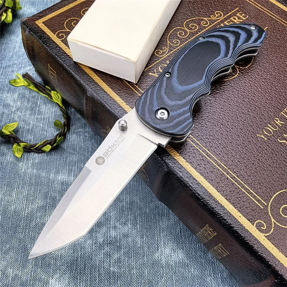 

Easy To Carry Outoor Pocket Knife - Boker Tactical Stainless Steel Blade Hunting Camping Self Defense Folder with Mikata Handle