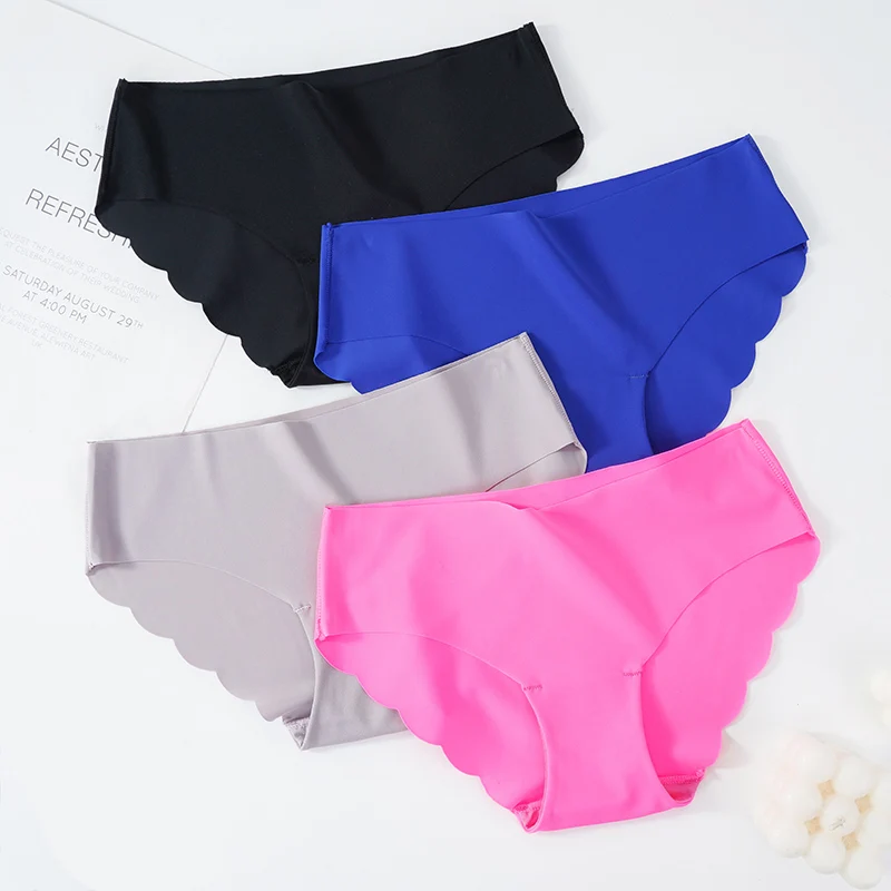 4 Pcs Simple Panties, Plain Skin Tone Seamless Low-Waist Stretchy  Breathable Intimates Panties, Women's Lingerie & Underwear