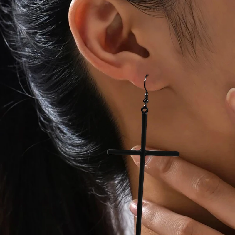 cross earrings Cross Earrings Women Gothic Long Dangle Earring Punk Goth Jewelry Accessories