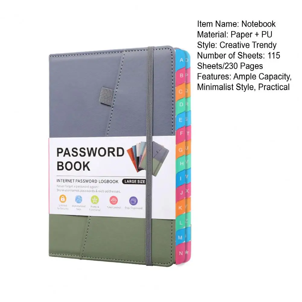 21.3*15cm Password Book With Colorful Alphabetical Tabs Hardcover For Internet Passwords Website Addresses Notebook For Home