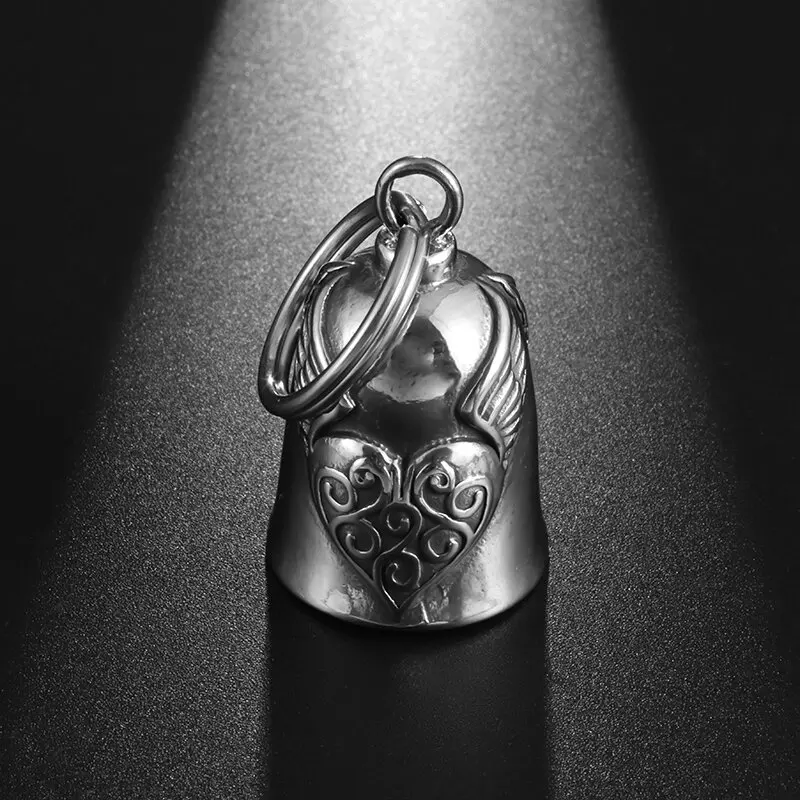 Angel Wings Keychain Retro Punk Angel Wings Bell Pendant Keychain Personality Motorcycle Rider Keychain Charm Boyfriend Birthday Gifts