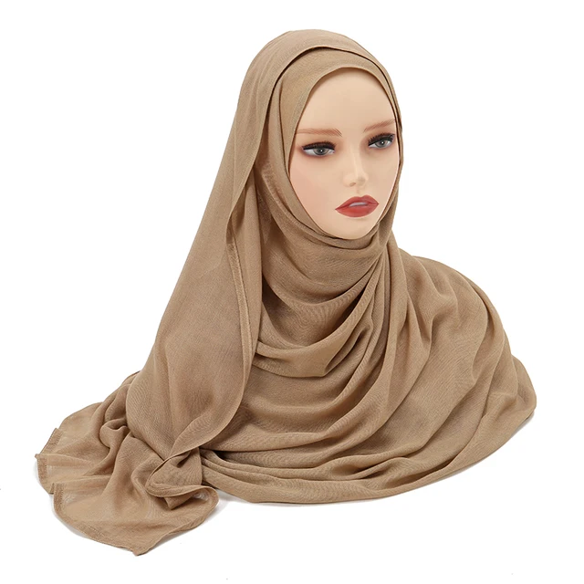 Châles en coton rayonne pour femmes musulmanes, Hijab Modal, écharpe unie, grande taille, Turban islamique, bandeau 190x85cm