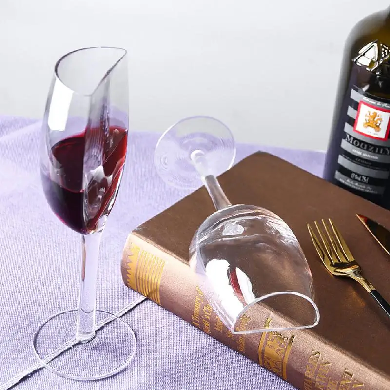 Creative wine glass 140ml Half shape Crystal Glass Cups with Stem Portable Wine Cups for Birthday Party Tableware Christmas Gift
