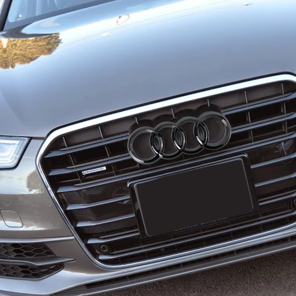 Premium ABS Black Hood and Trunk Emblem with Four-Ring Logo Badge