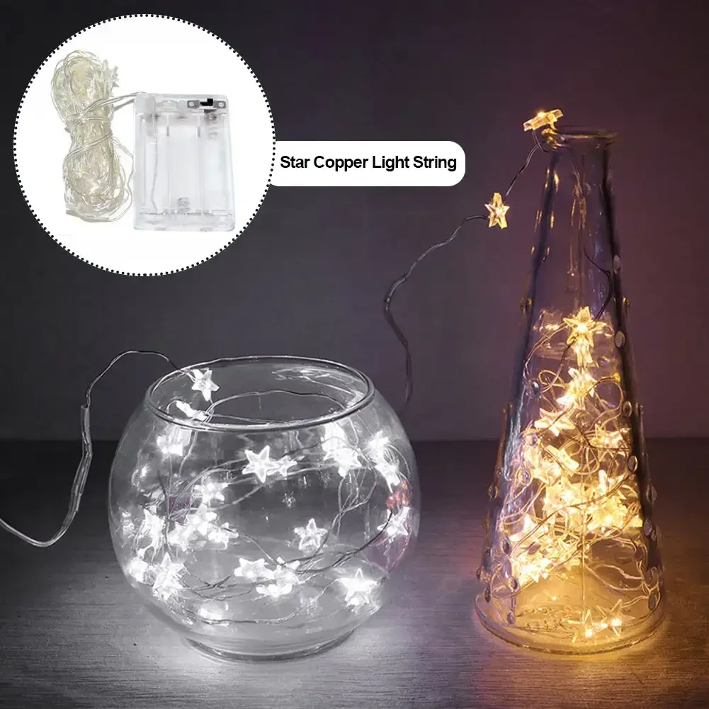 Star Copper LED Fairy Lights - USB/Battery Operated Decorative String for Home and Holiday Ambiance