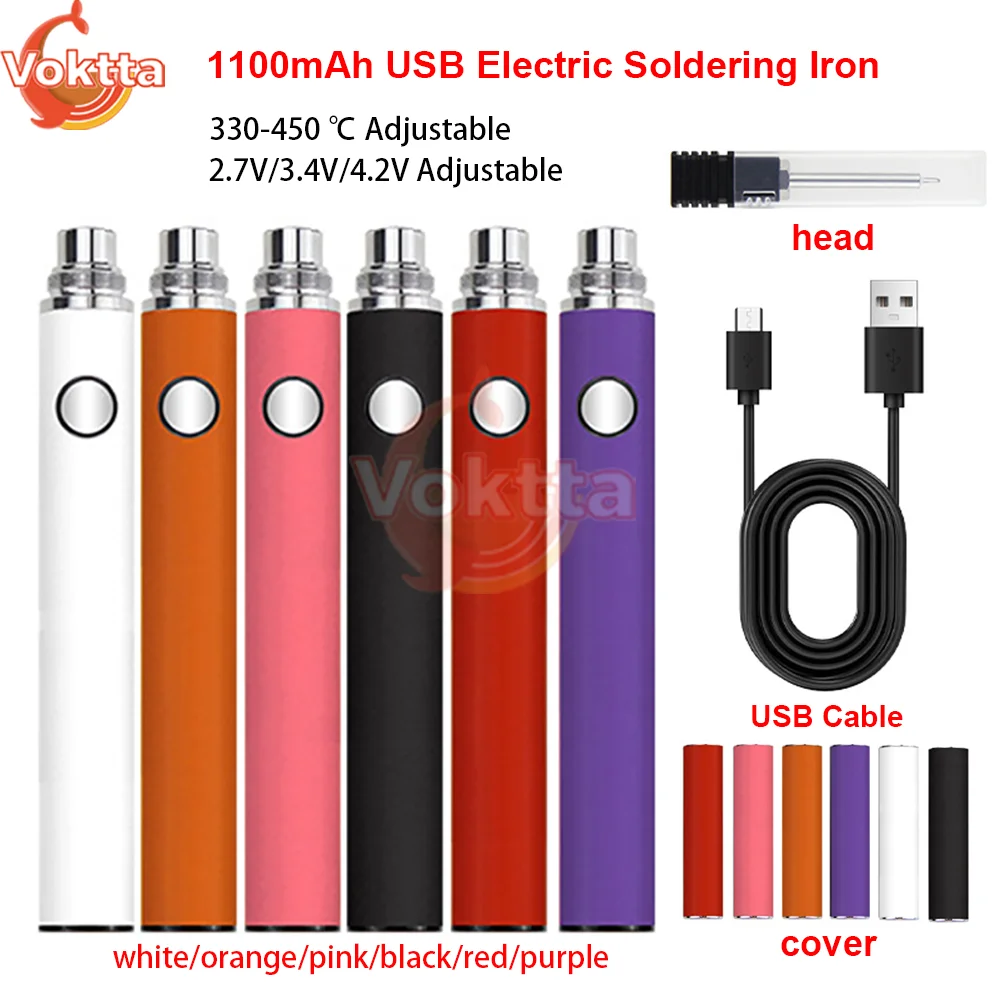 510 Thread Battery Solder Iron Pen 1100mAh USB Electric Soldering Iron Adjustable Voltage Battery Heating Soldering Welding Tool