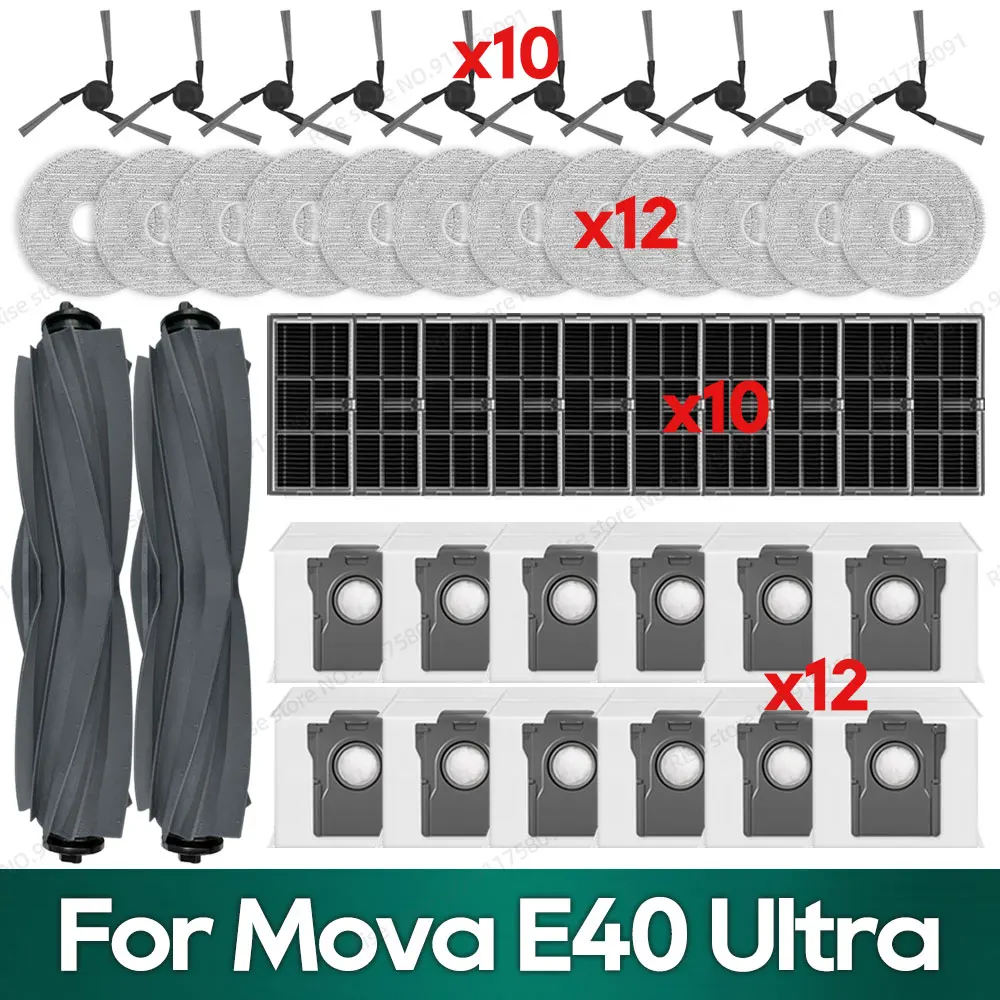 Mova E40 Ultra Accessories Kit: Main Brush, Filter, Dust Bag, Mop C Mova E40 Ultra Accessories Kit: Main Brush, Filter, Dust Bag, Mop C