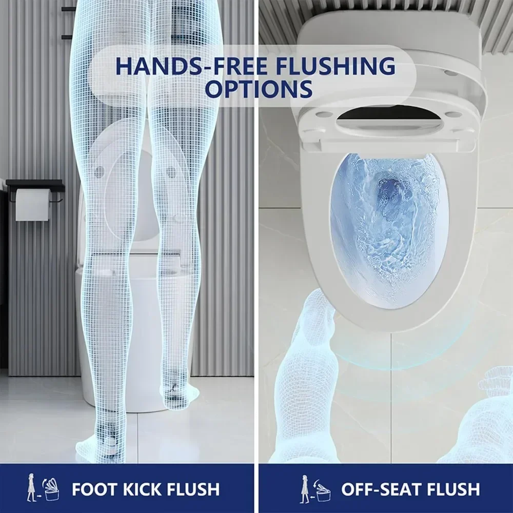 Smart Toilet with 1.28GPF Auto Flush Heated Seat，Toilet with Foot Kick Operation Night Light，One Piece Tankless Toilet 6