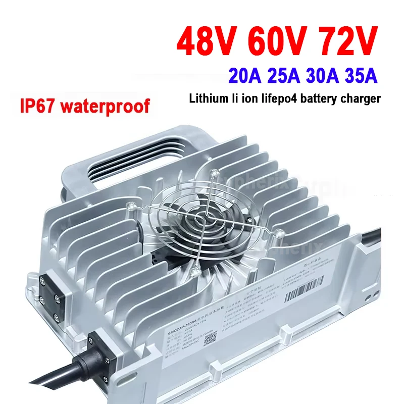 IP67 방수 72V 30A 60V 25A 48V 35A 36V 20A 18A 리튬 배터리 충전기 (Lifepo4 58.4V 58.8V 84V 87.6V 71.4V 67.2V PFC 지원)