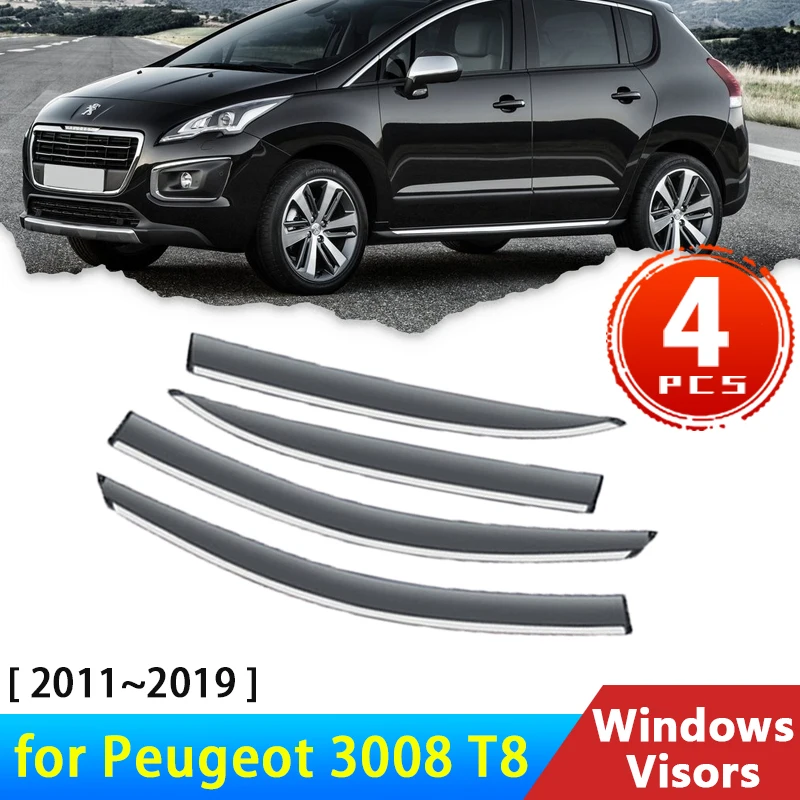 Deflectores para Peugeot 3008 T8 2011 ~ 2019 2015 2018, accesorios para  ventanas laterales de coche, cubierta de visera, protectores de cejas para  lluvia, embellecedor de visera solar - AliExpress