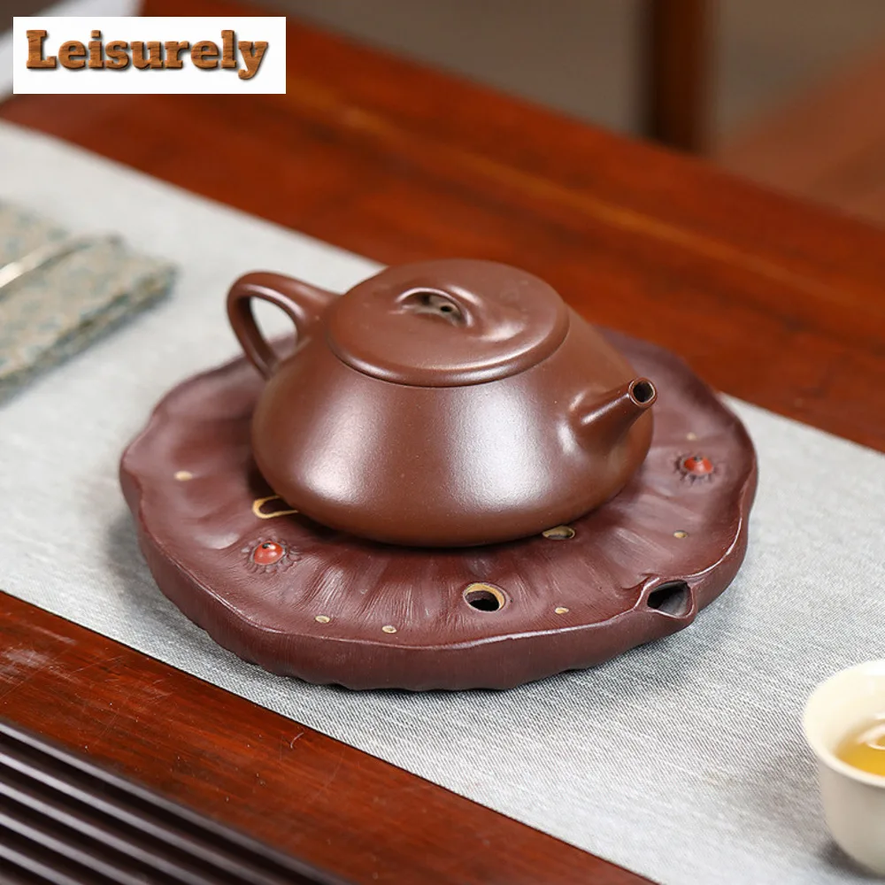 Handmade Yixing Purple Clay Pot Bearing Holder Lotus Dry Soaking Platform Water Storage Pot Tea Tray Gaiwan Base Kung Fu Teaware