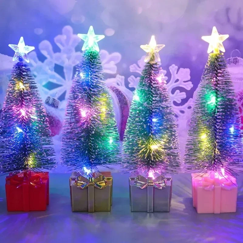Festive Mini LED Christmas Tree Candle Lamp - Colorful Luminous Night Light Decorations for Holiday Home & Party Decor