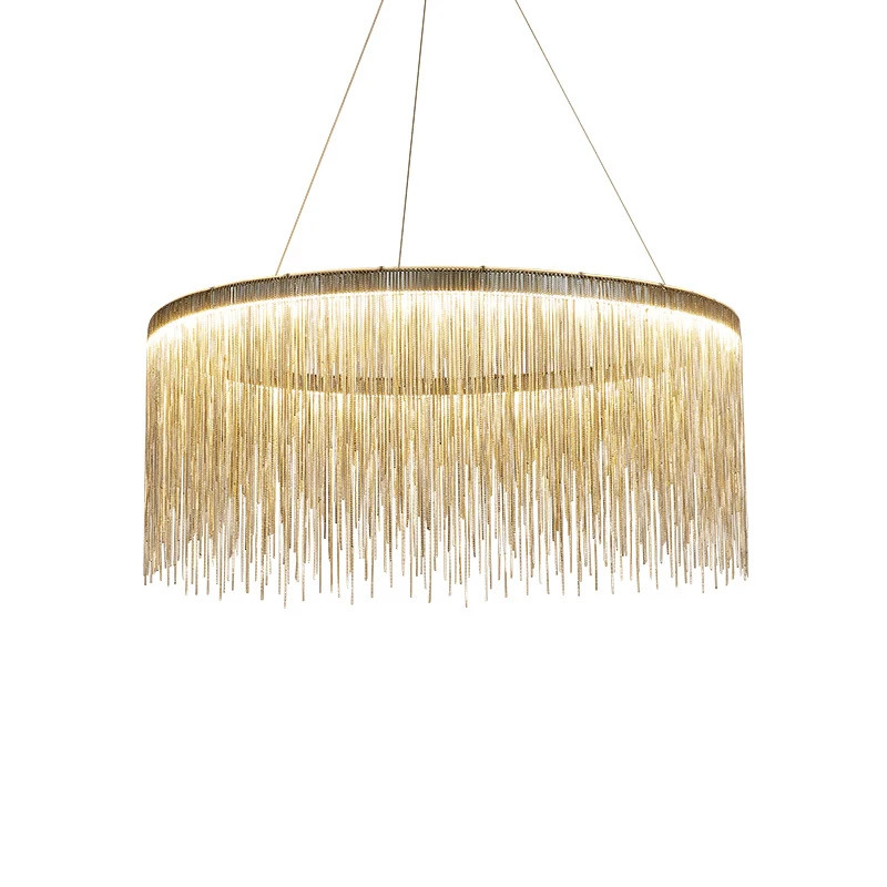 Contemporary Round Linear Aluminum Chandelier