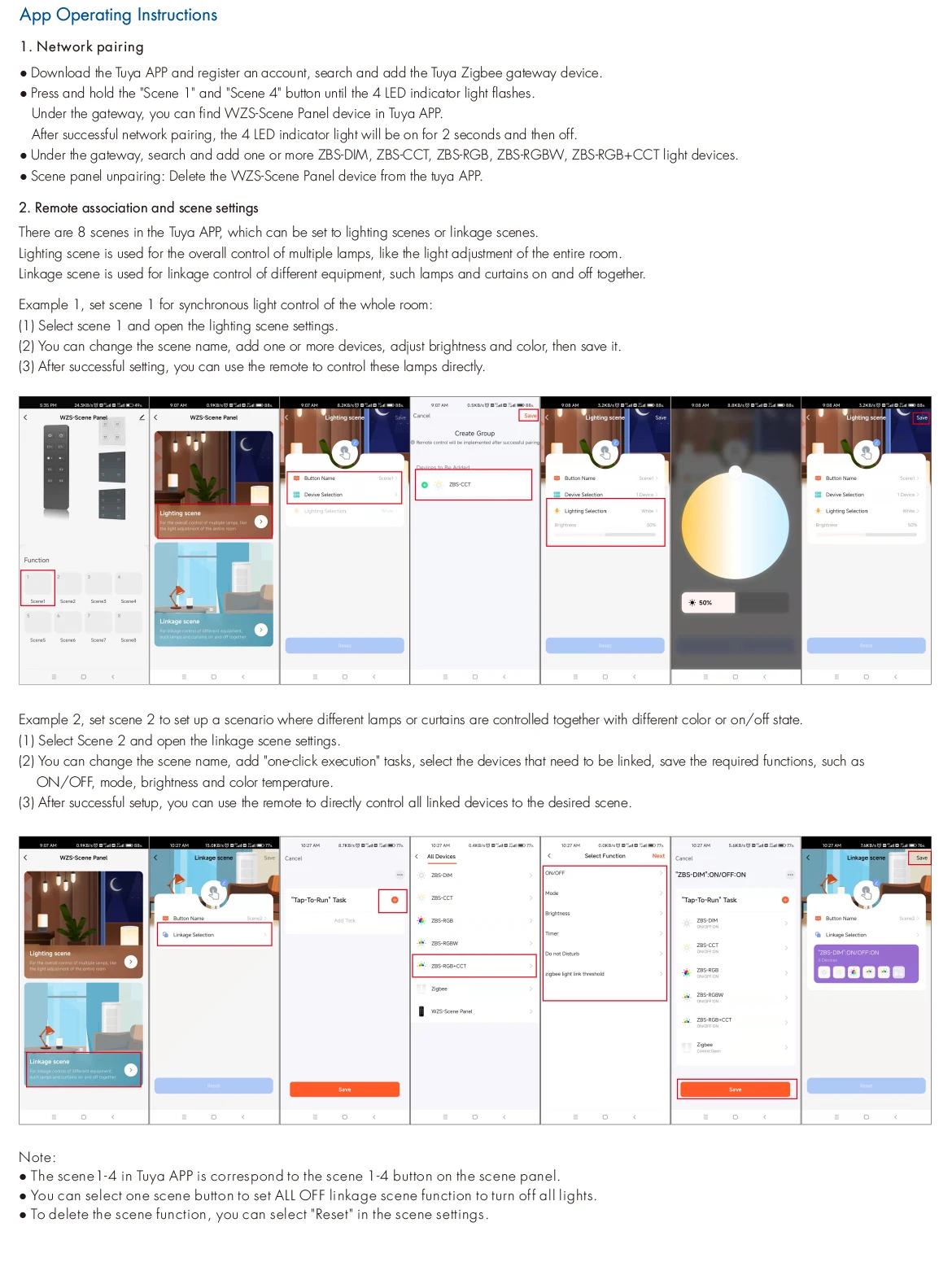 Description Picture 5 of item4 Button Zigbee3.0 Wall Mounted LED Touch Panel Remote TS4(WZS) 100-240VAC Scene Recall Function Through Tuya APP For LED Lights