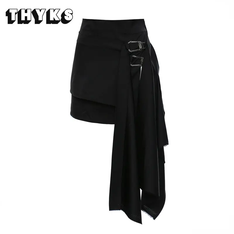 

High Waist Irregular Half-body Skirt Women Buckle Decoration Burr Personality Skirt Fashion Versatile Temperament Commuting