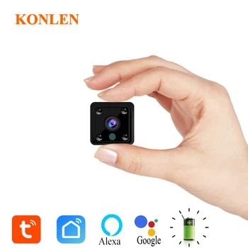 Small Mini Tuya Smart Life Wifi Camera IP Wireless Battery 1080P HD Video CCTV Nanny Body Cam Night Home Security Google Alexa