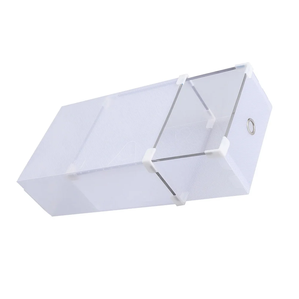 

6 Pcs Plastic Storage Boxes with Lid Shoes Case Household Organizer White
