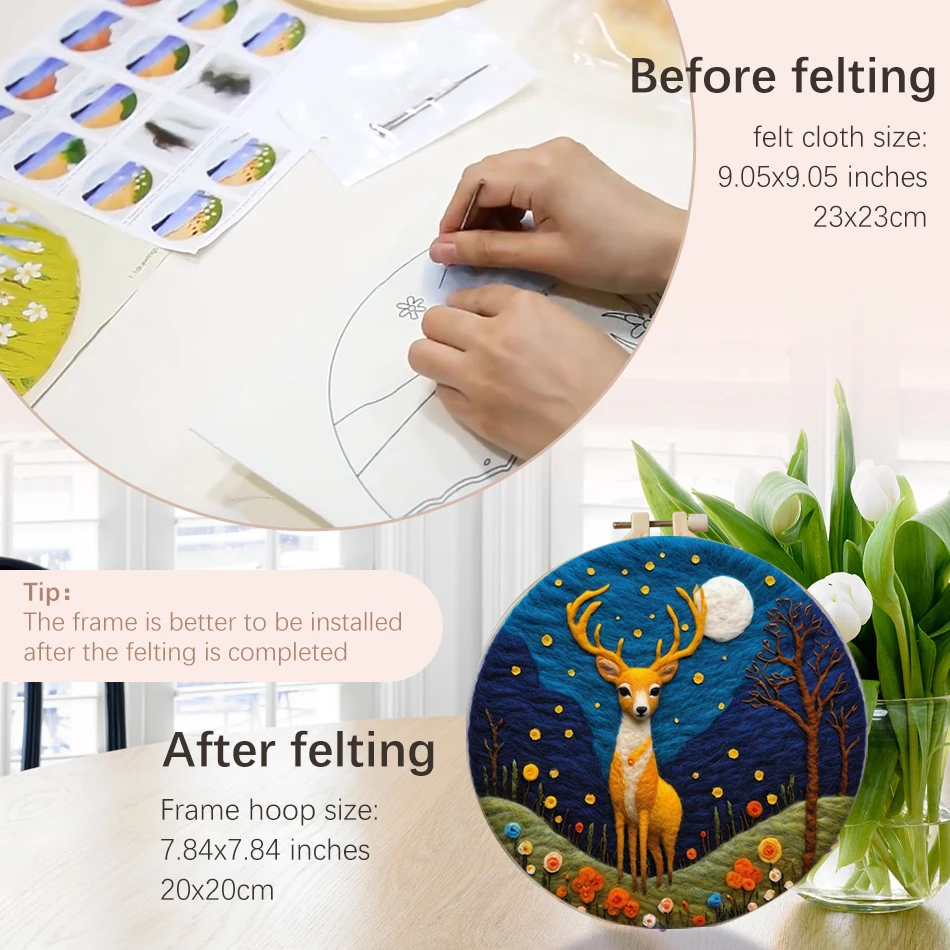 PhotoWool Felting Painting DIY Wool Embroidery Kit Creative Animal DIY Needle Felt Picture Kit Craft Painting Gift