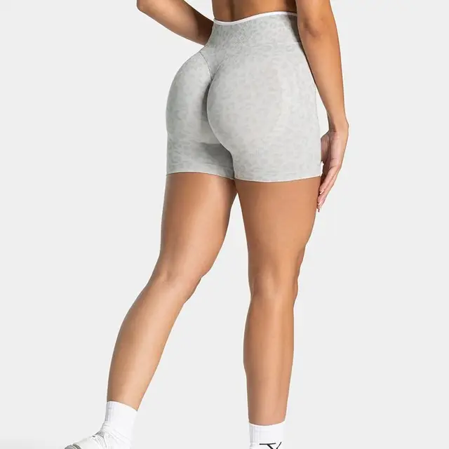 Leopard Print Yoga Shorts for Women, High Waisted Workout Shorts, Butt Lifting Fitness Shorts, Sexy Gym Booty Shorts