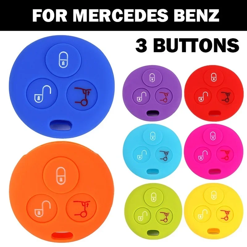 3 Buttons Soft Silicone Remote Key Shell Fob Car Case For Mercedes Benz SMART Fortwo 450 Forfour Roadster City-Coupe key case,key case cover,car key shell,remote control case cover