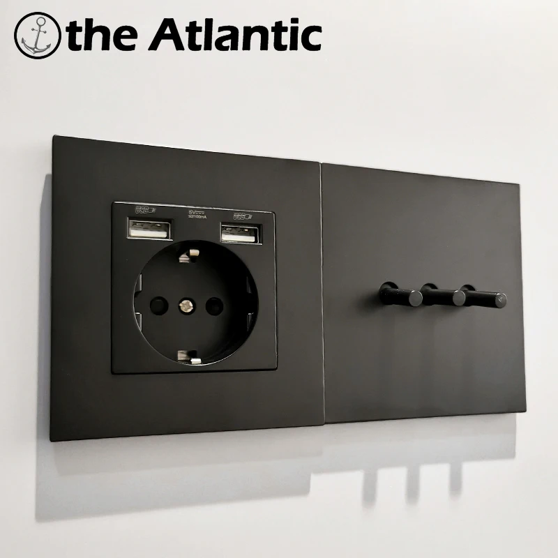 ToggleSwitchPowerSocketWithUSBOutletRetroLightSwitchWallPlug