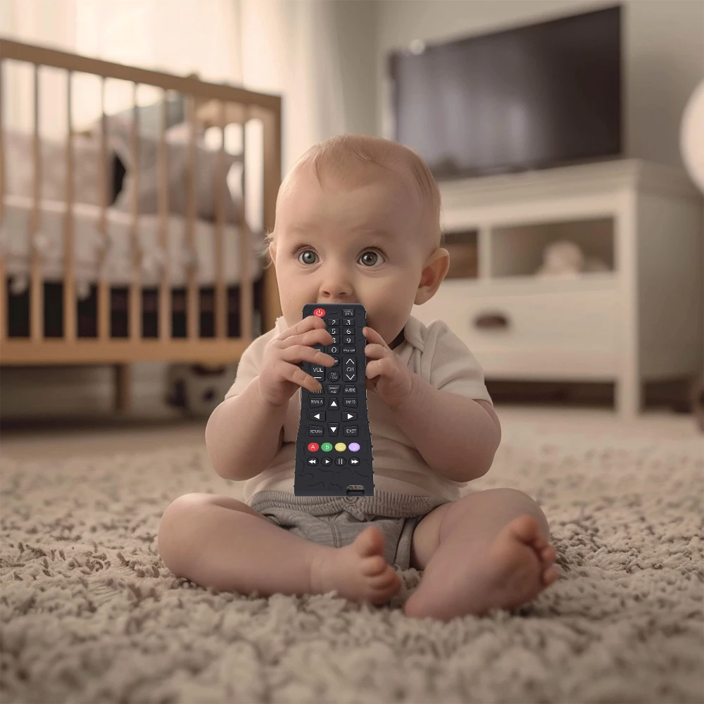 Silicone Teething Toys Silicone Baby Toys TV Remote Control Shape Teether Toy BPA Free Silicone Teething Chewing Toy Sensory Baby Accessories