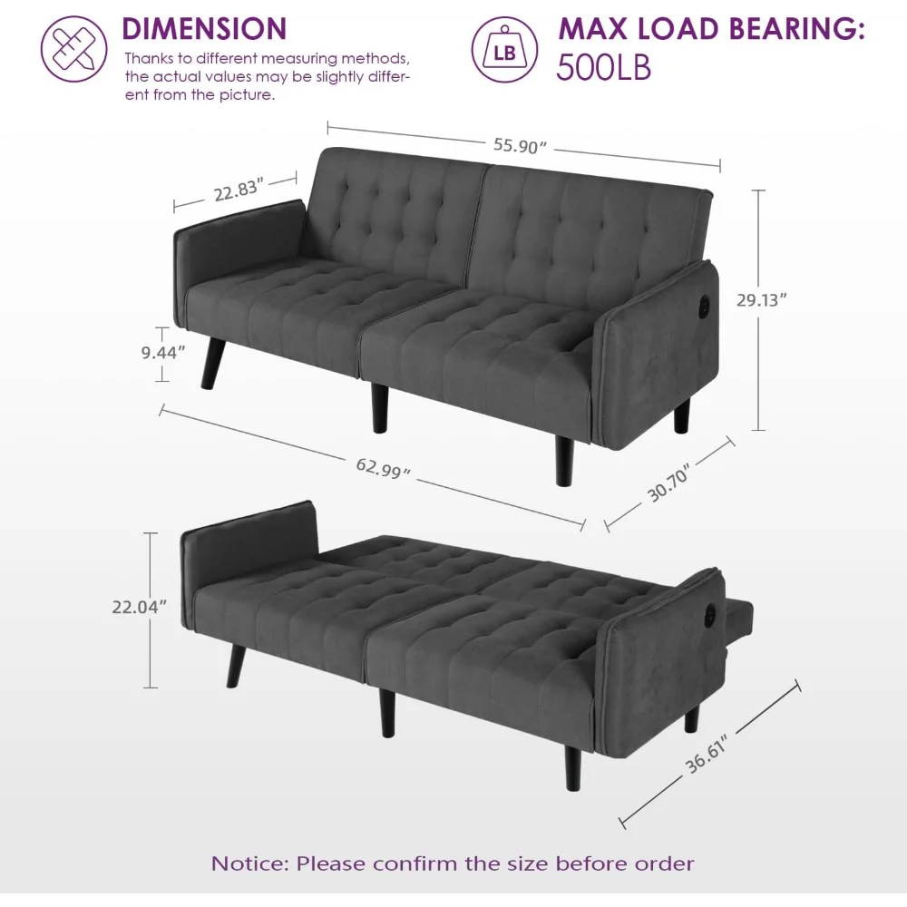 Ljustra Convertible Futon Sofa Bed Image 3