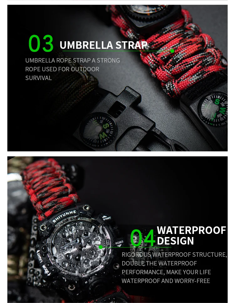 SHIYUNME New Sports Men's Watches Compass Luxury Military Quartz Watch Men Waterproof Male Clock relogio masculino 2022