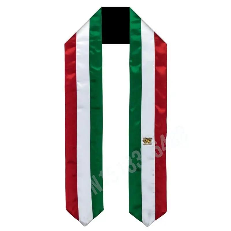 Iran Lion And Sun Flag Sciarpa Top Print Graduation Sash Stola Studio Internazionale All'Estero Accessorio Per Feste Unisex Per Adulti