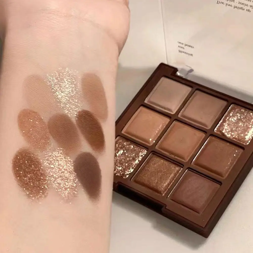 9/15 Colors Eye Shadow Palette Glitter Snowflake Diamond Pink Chocolate Brown Shades, Korean Contour Makeup For Charming Eyes 4